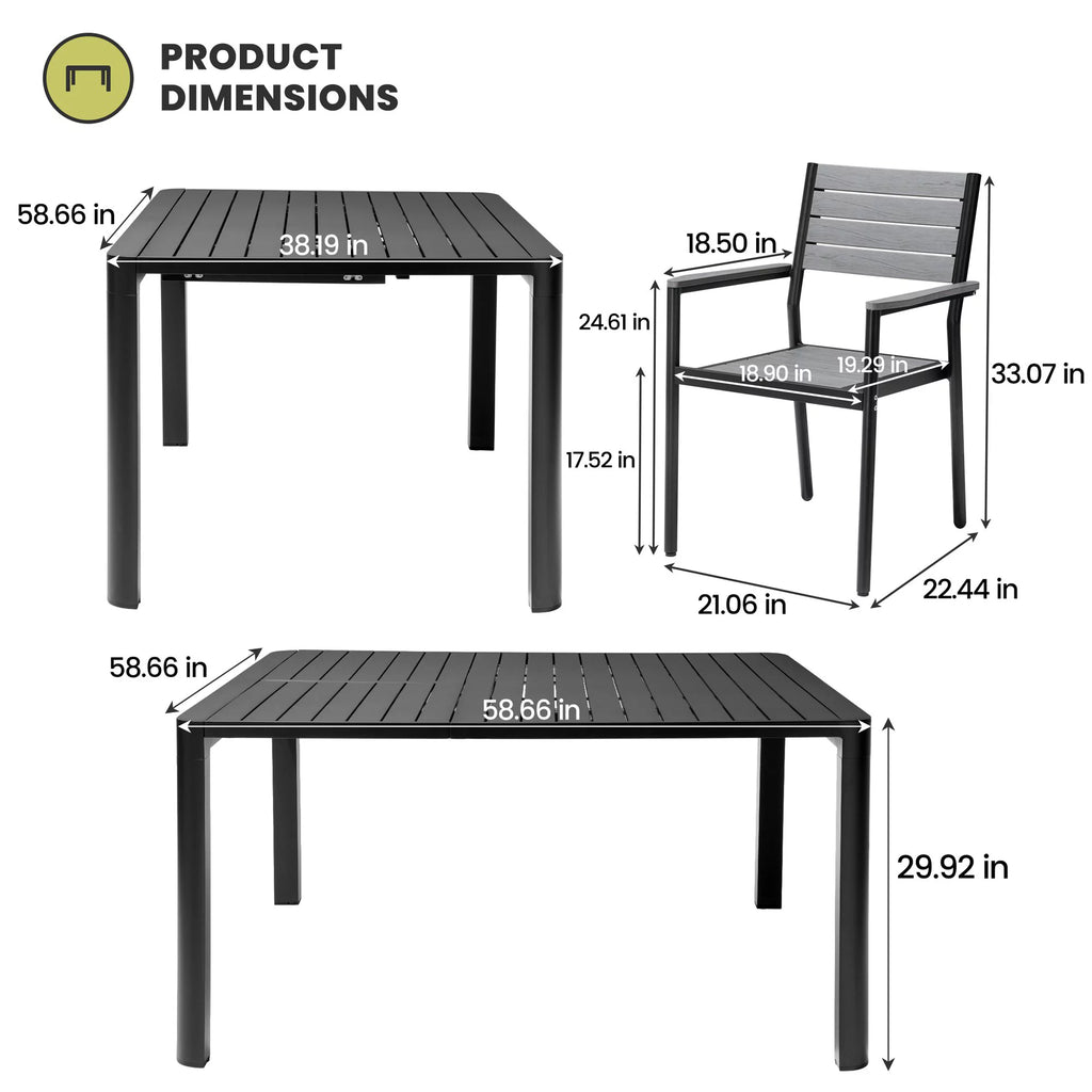 9 Pcs Aluminum Patio Dining Set V33979