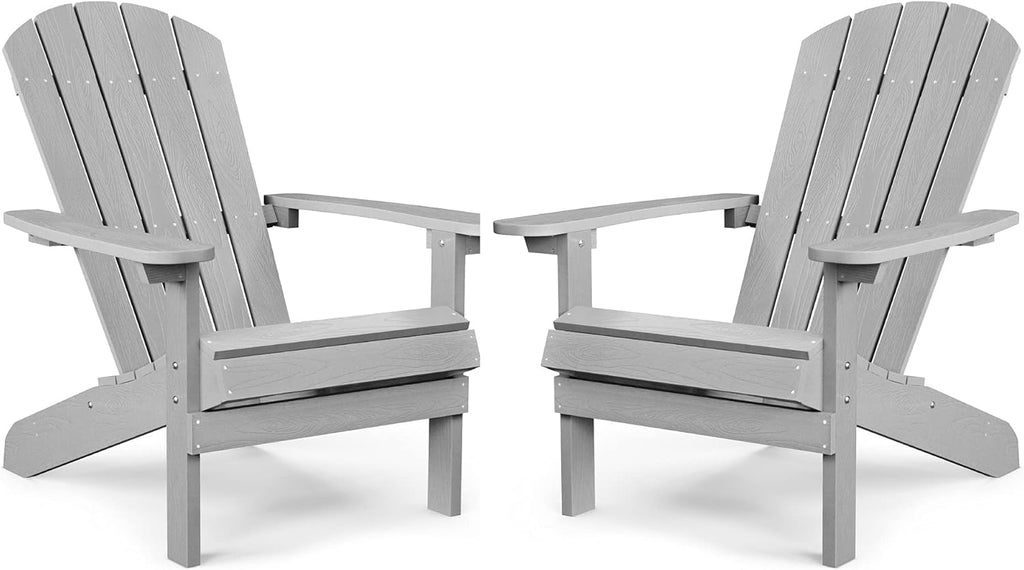 Adirondack Chairs Set of 2 Plastic Weather Resistant Black R33984