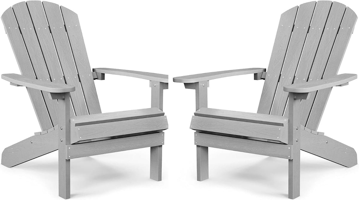 Adirondack Chairs Set of 2 Plastic Weather Resistant Black R33984
