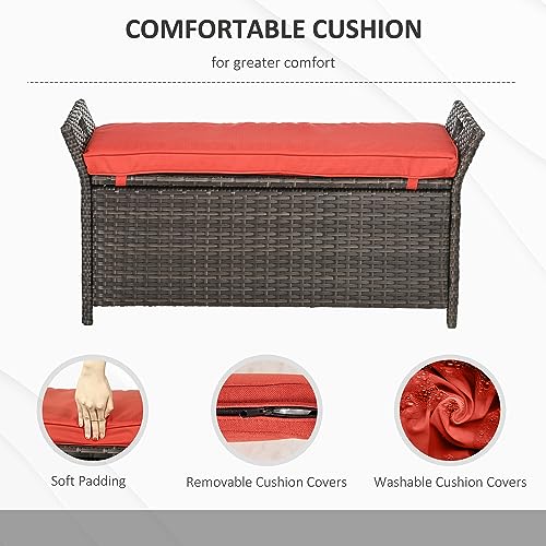 29 Gallon Wicker Storage Bench with Cushion S7873