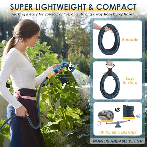 100 ft Flexible Non-Expanding Garden Hose with 10 Function Spray Nozzle N6523