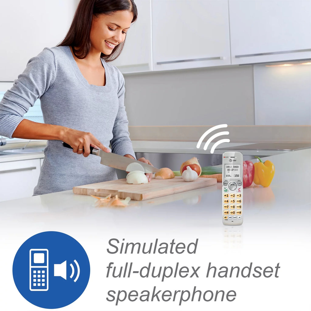 Expandable Cordless Phone with Answering System and Caller ID, 3 Handsets, White/Silver R416