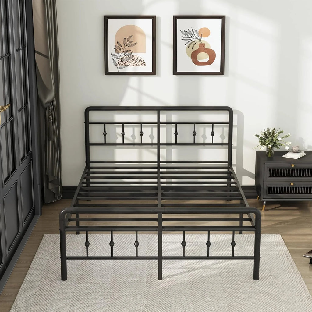 Queen Metal Platform Bed Frame with Headboard and Footboard U53109