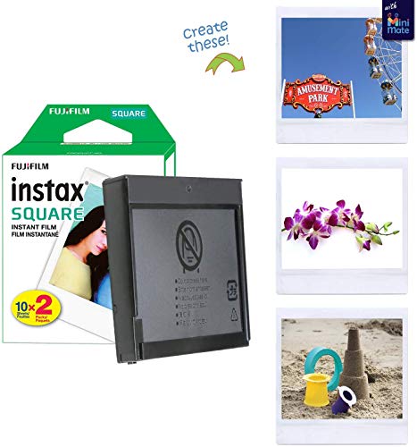 Chalk White Instant Camera with Carrying Case and 40 Sheets Film O4876