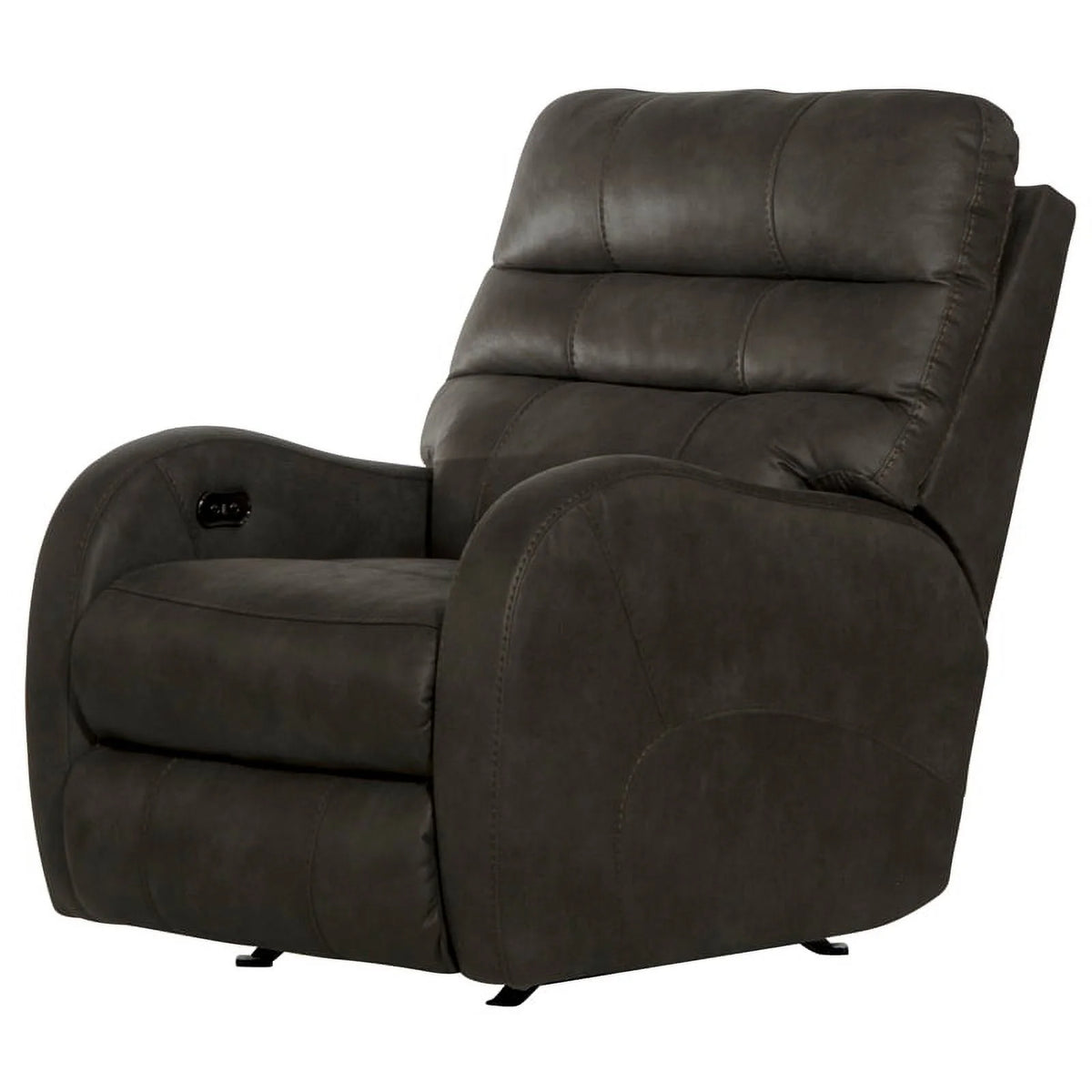 Gray Fabric Power Rocker Recliner with USB Charging Port B575