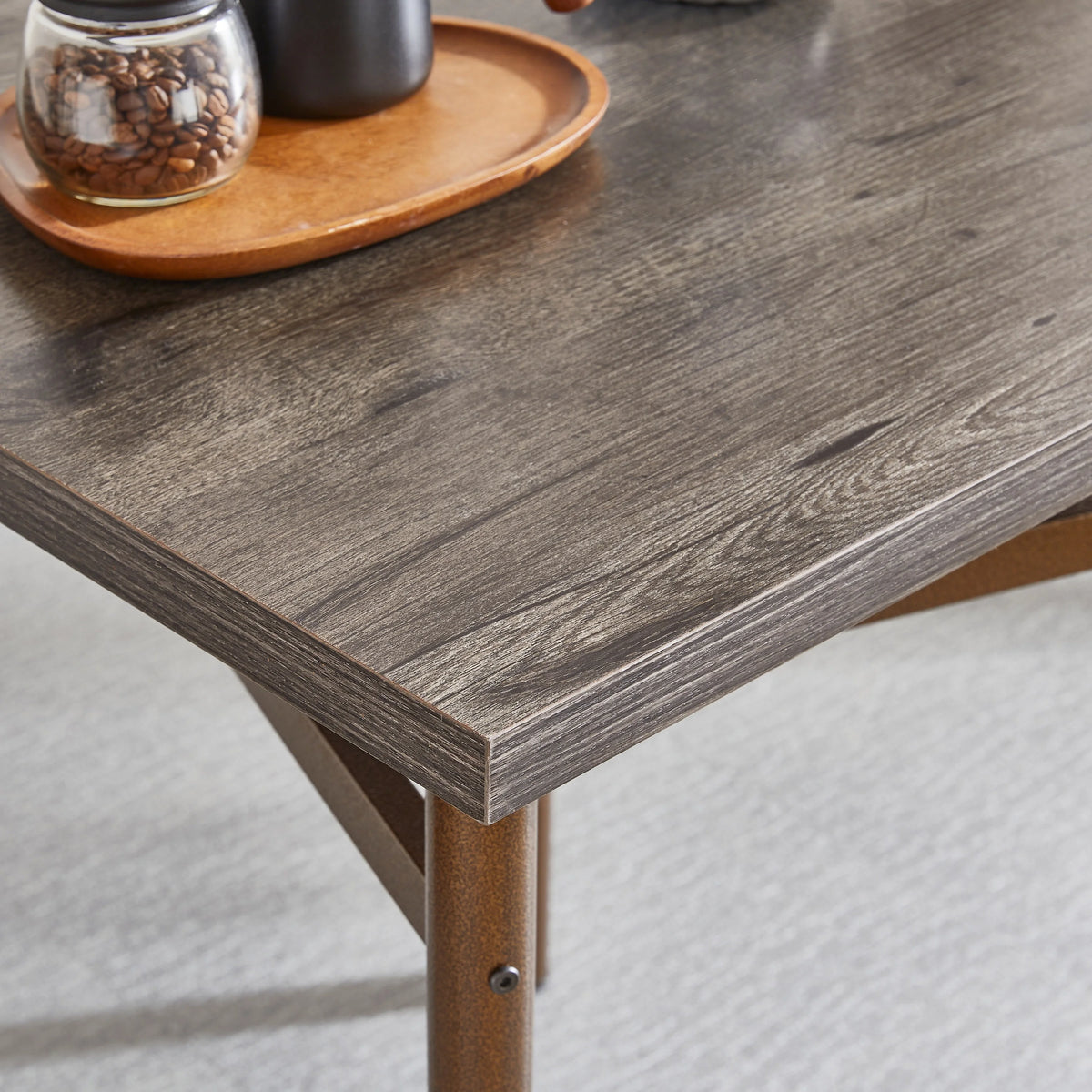 Metal and Wood Square Dining Set for 2 P969863