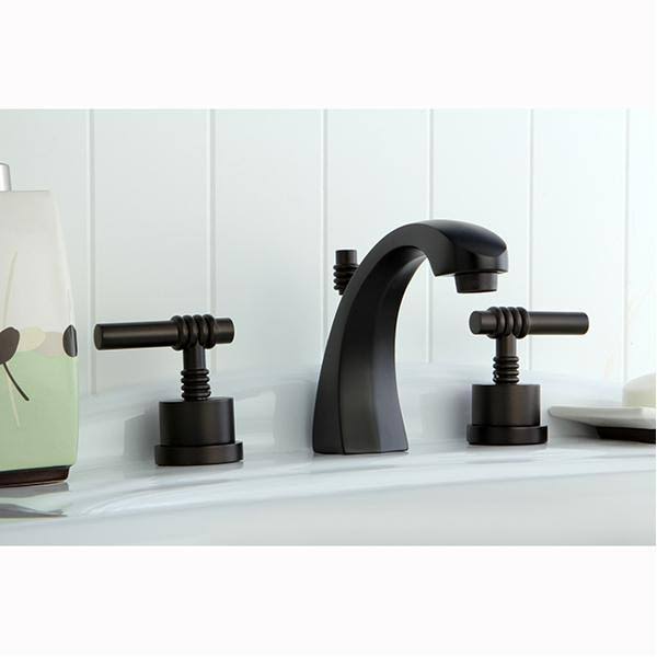 Polished Brass Two Handle Widespread Lavatory Faucet with Pop-Up B590780
