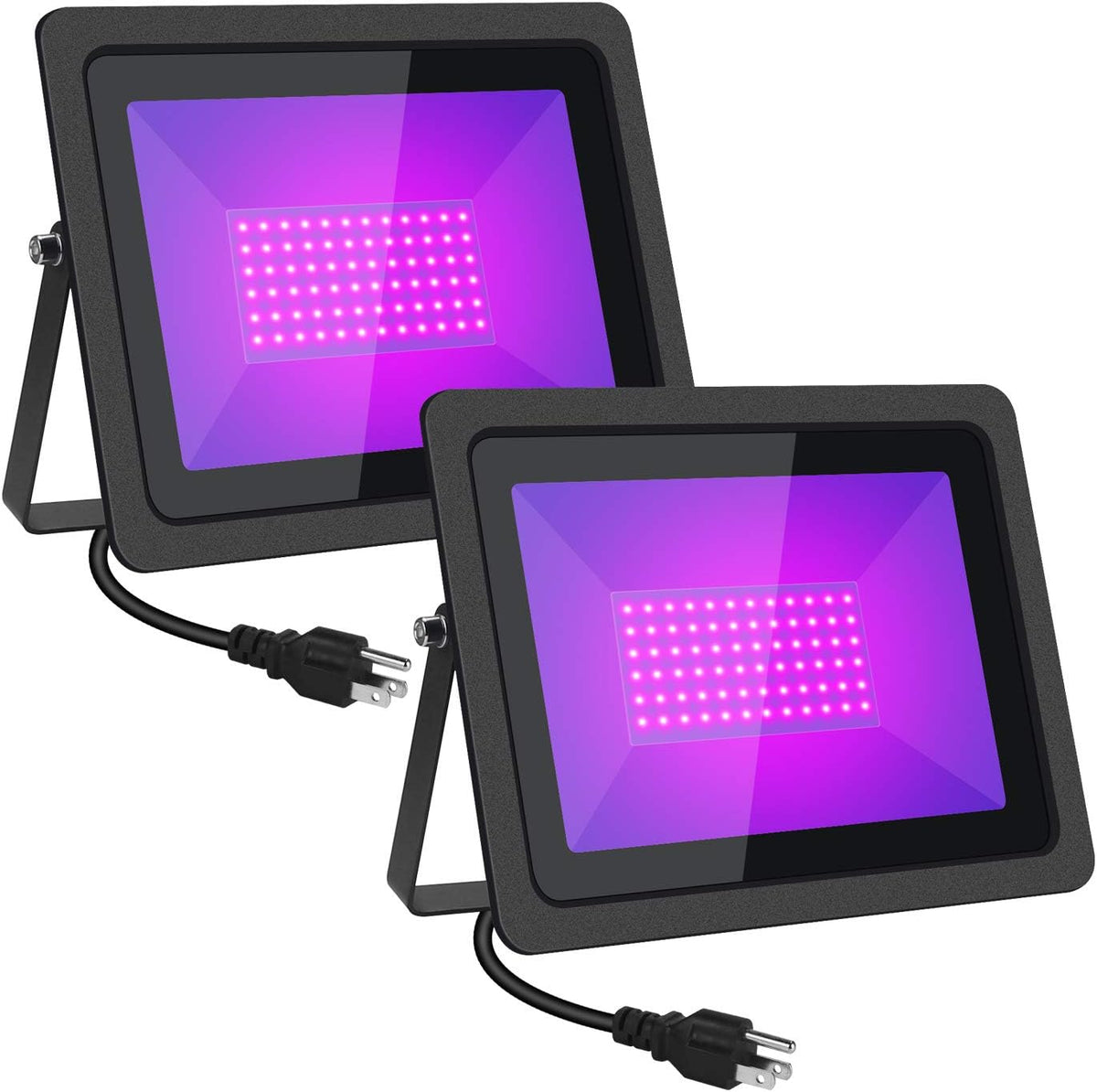 100W LED Black Purple Flood Light with Plug (2 PCS) J66127