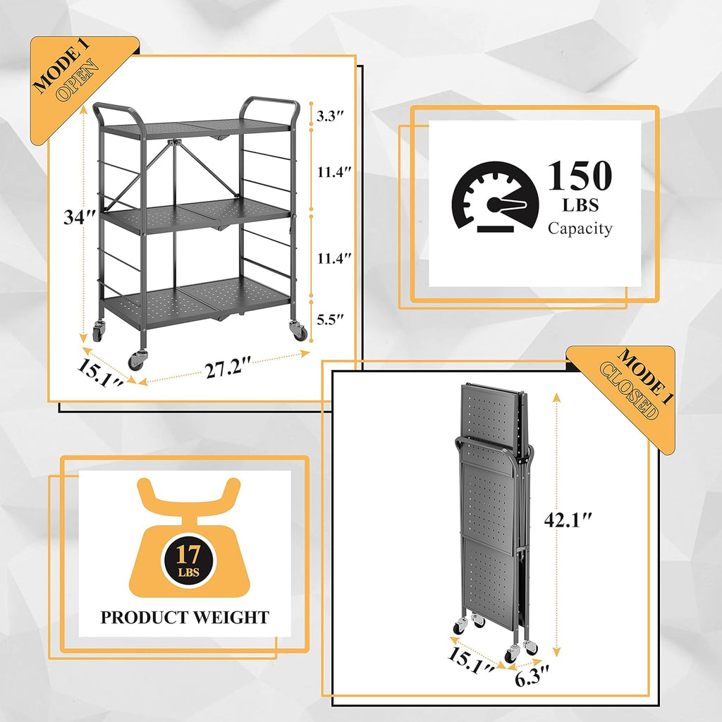 3 Tier Rolling Utility Cart with Wheels J74250