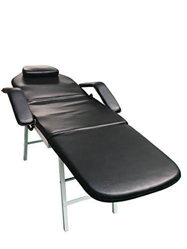 3 Fold Portable Tattoo Facial Bed Massage Table Chair Black Z778