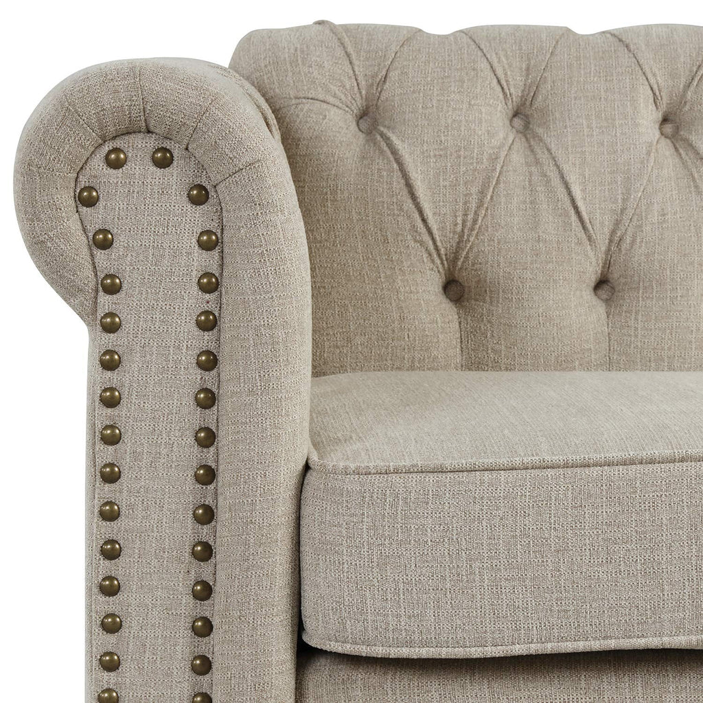 Beige 2 Pieces Button Tufted Fabric Sofa Set A449