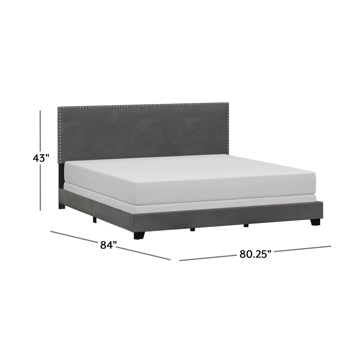 Charcoal Fabric Upholstered Queen Bed E475