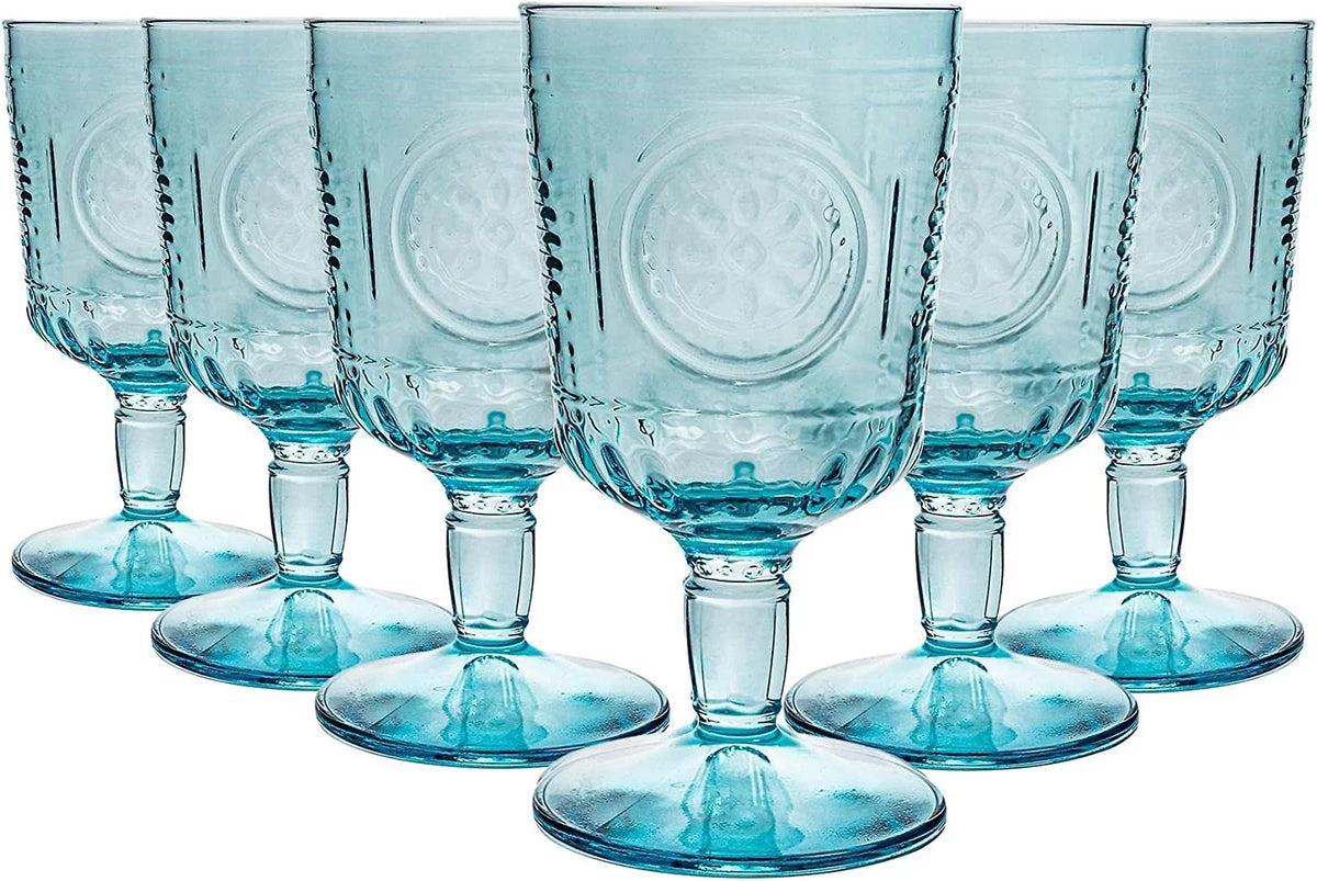 Light Blue Set Of 6 Stemware Glasses Z45390