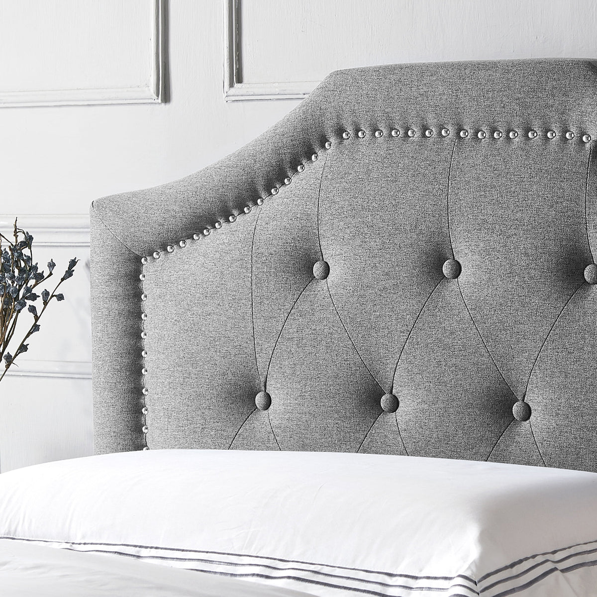 Charcoal Gray and Black Upholstered Twin Headboard Q2571