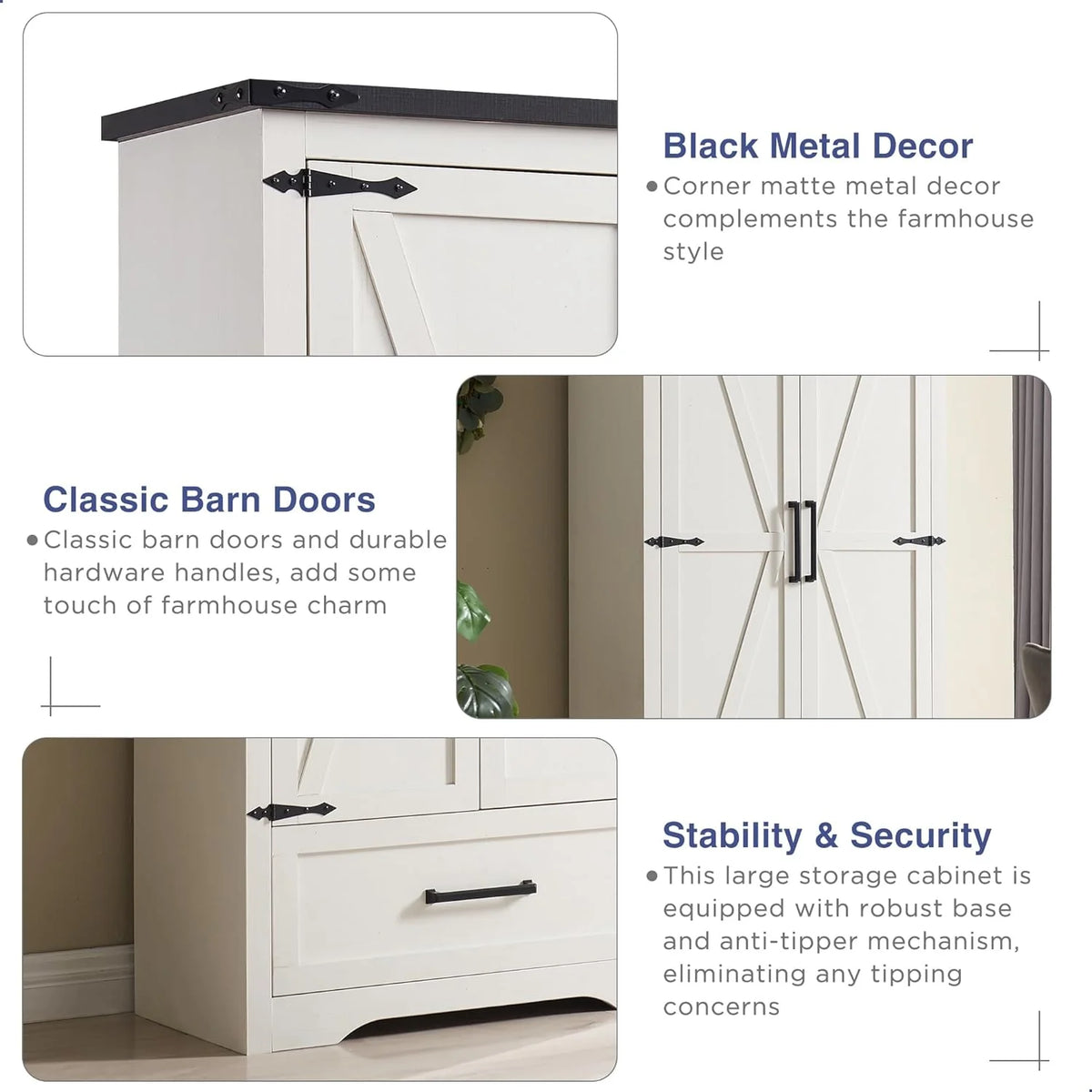 White 2-Door Storage Cabinet with Drawer W264