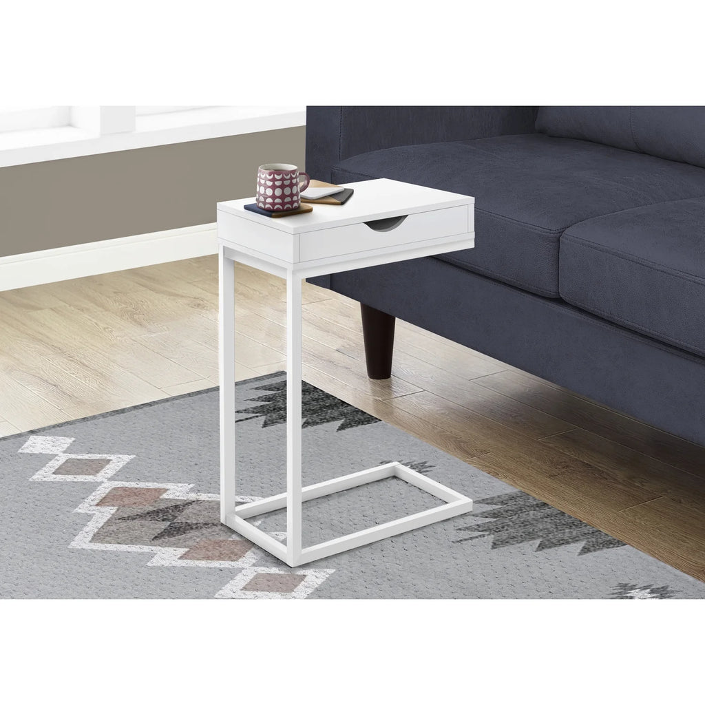 White C-shaped Metal Accent Table M323162
