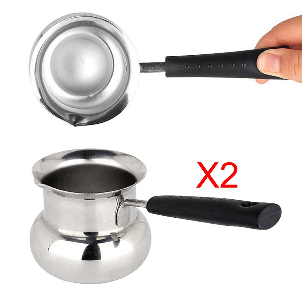 900ml Hammered Stainless Steel Turkish Coffee Pot with Handle P42762