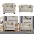 Beige 2 Pieces Button Tufted Fabric Sofa Set A449