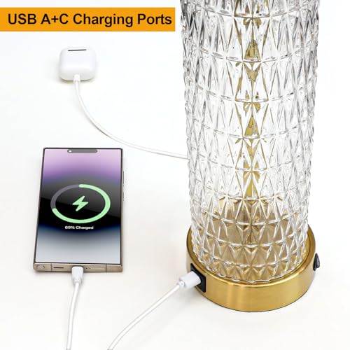 Modern Table Lamps Set of 2 Gold with Crystal Nightlight S626625