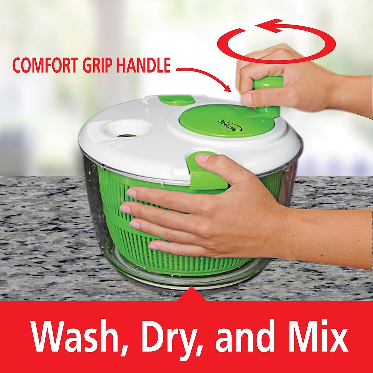 5 Quart Salad Spinner with Serving Bowl Green D1289