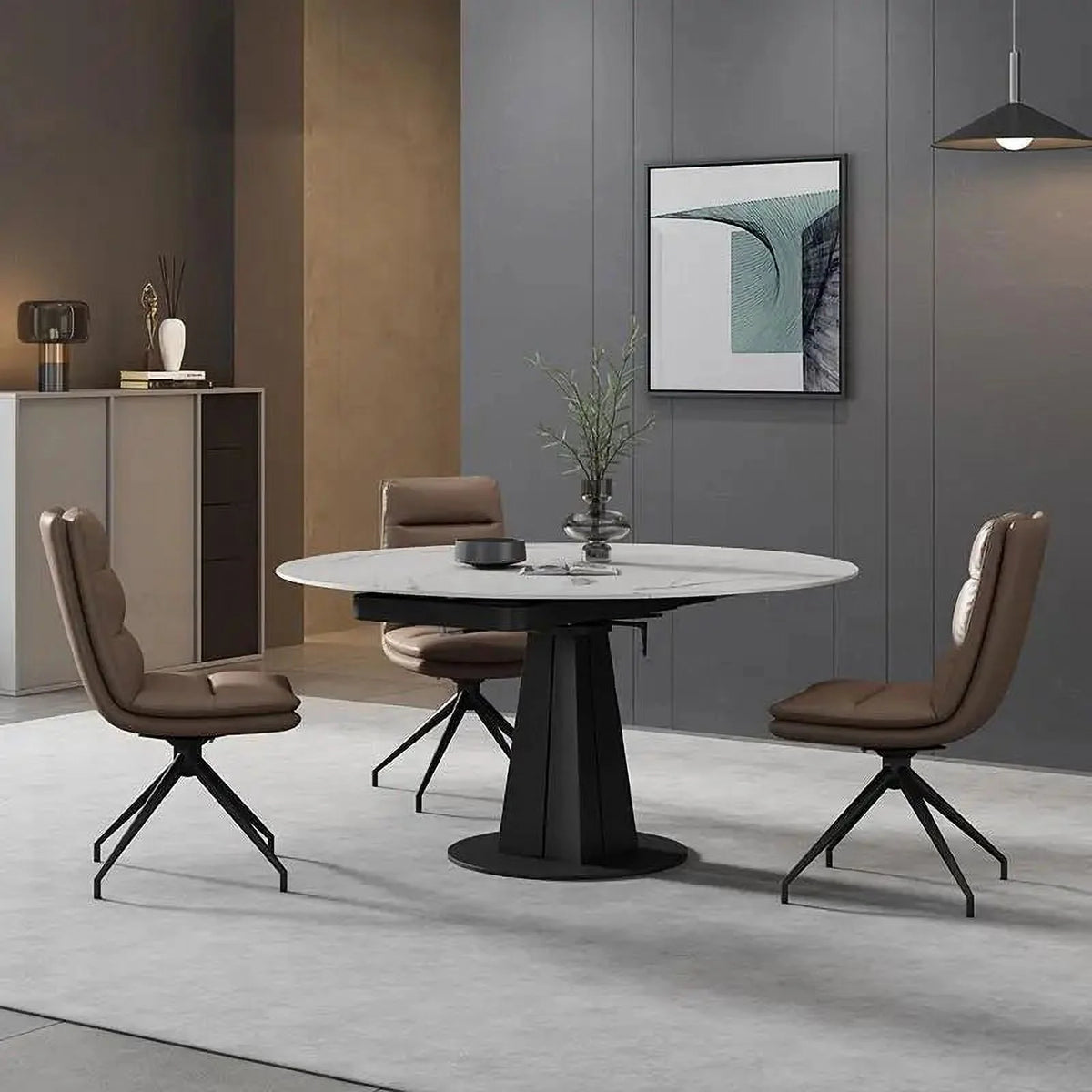 Round Marble Dining Table and Chairs Set F6239