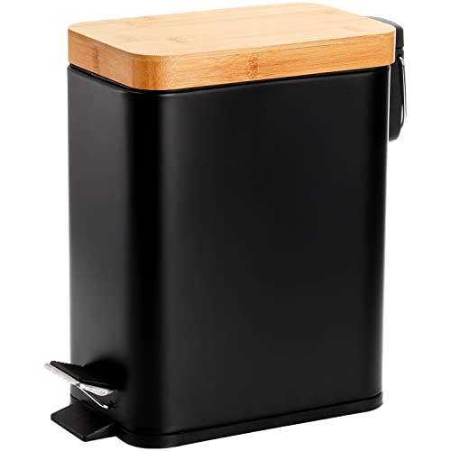 1.3 Gallon Black Step Trash Can with Soft Close Lid Y53391