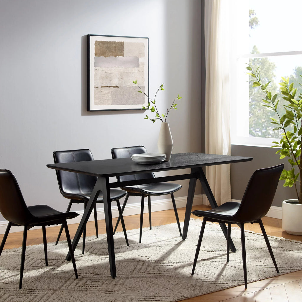60" Black Metal-Leg Dining Table W778789