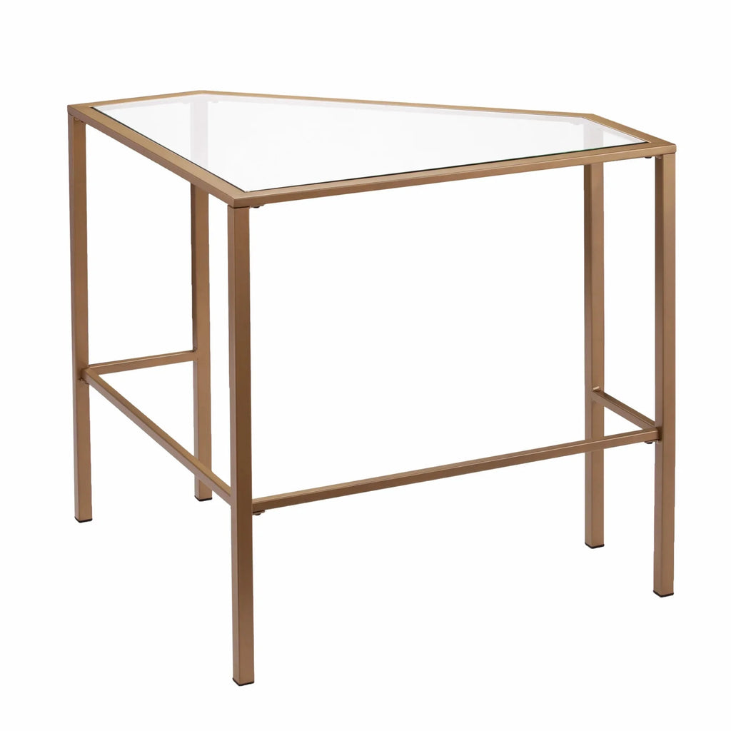 Soft Gold Metal & Glass Corner Desk D44554