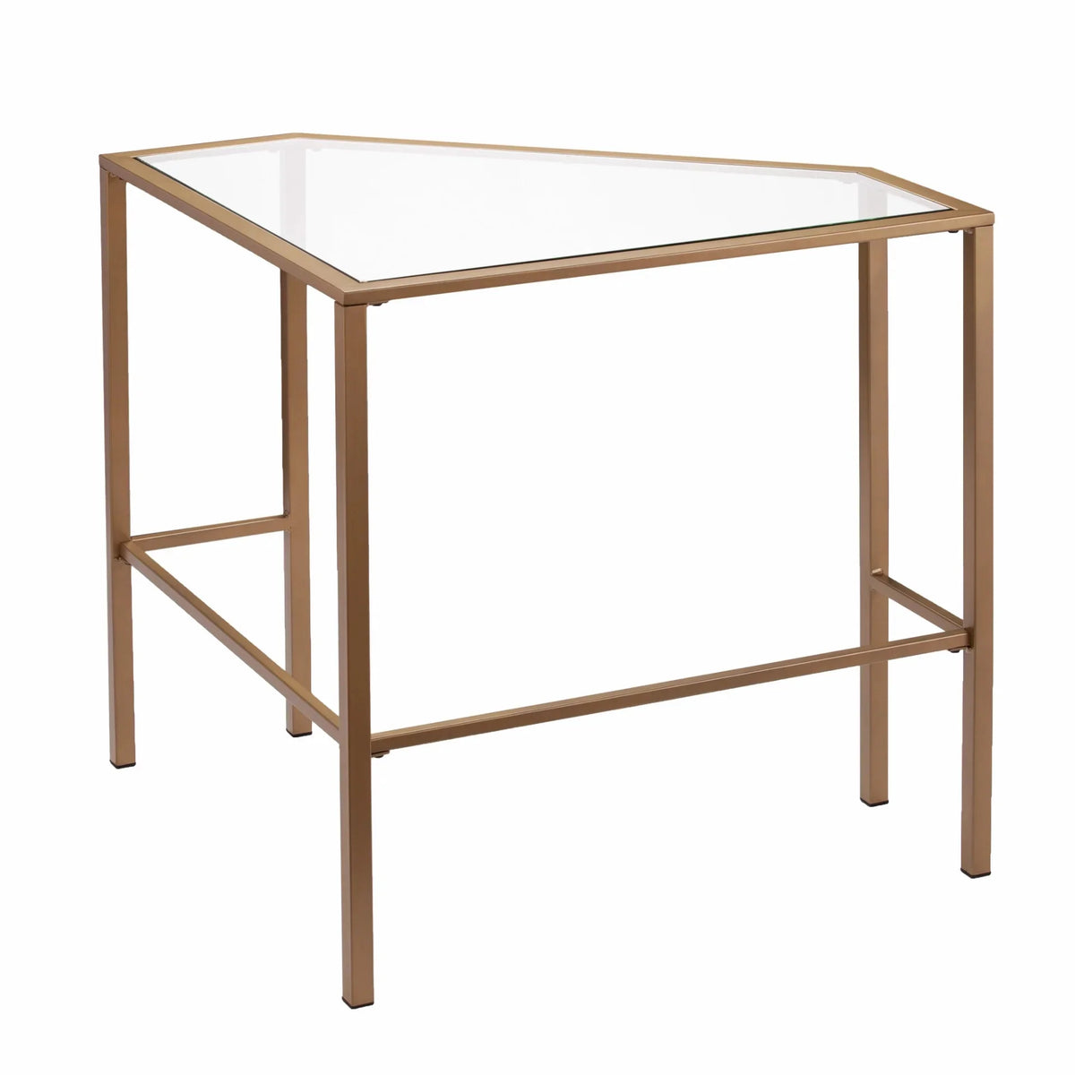 Soft Gold Metal & Glass Corner Desk D44554