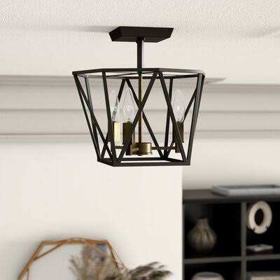 14.02x22 Caged Geometric Semi Flush Mount L915133