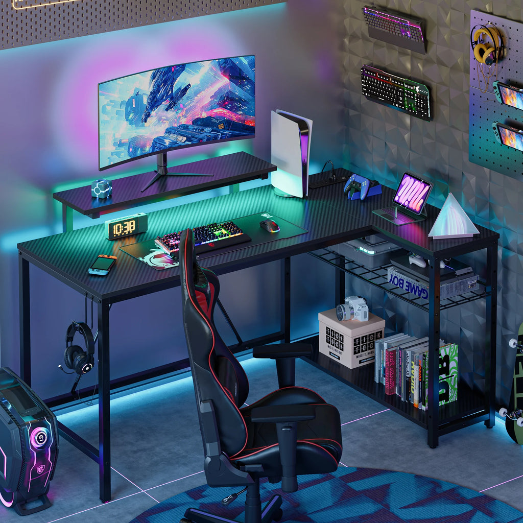 52" L Shaped Computer Desk with LED Lights C5706