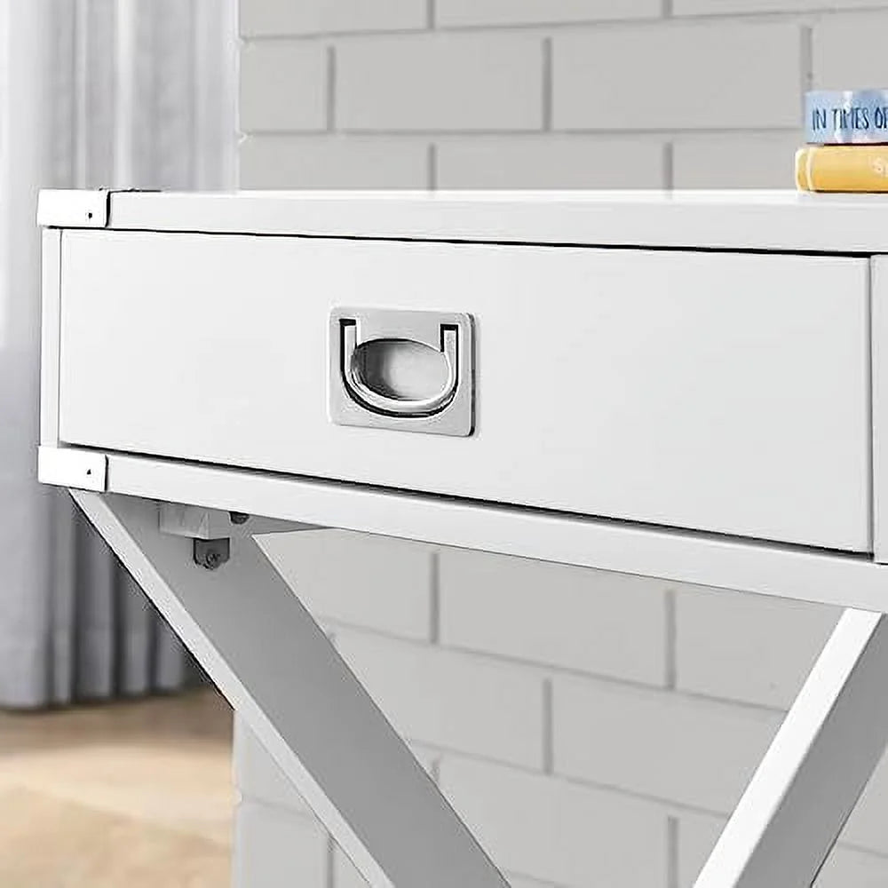 Small White Computer Desk with Drawer F3730
