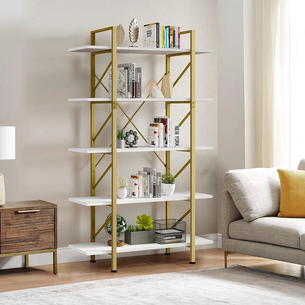 White 5 Tier Bookshelf L44779