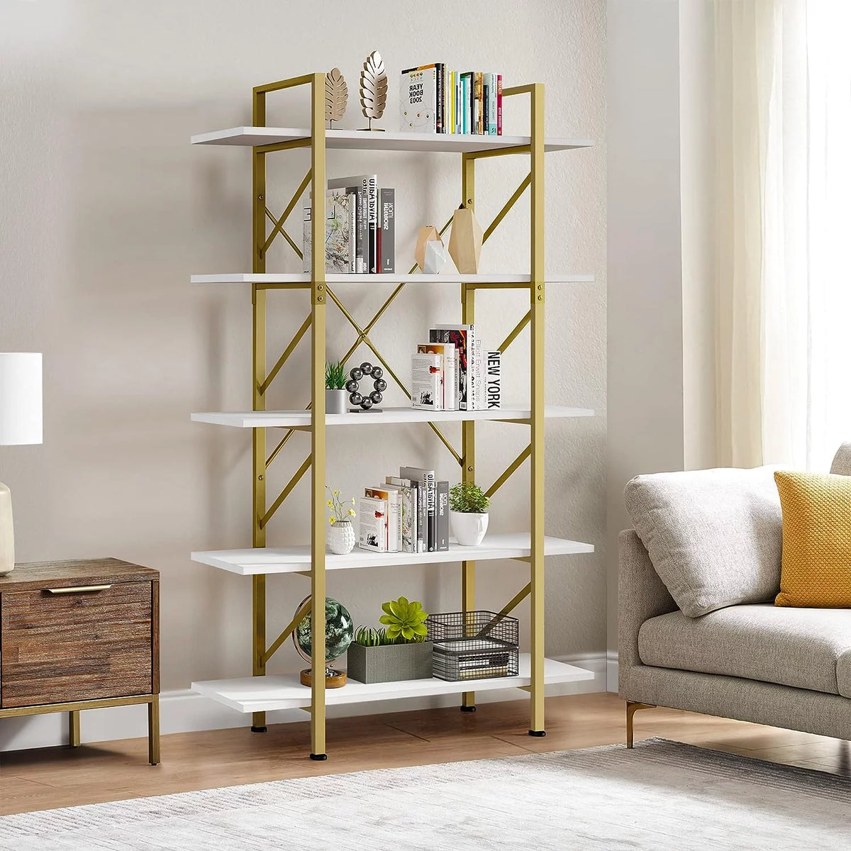 White 5 Tier Bookshelf L44779