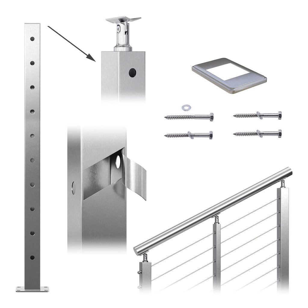 Cable Railing Corner Post 36x2x2 Surface Mount E53538