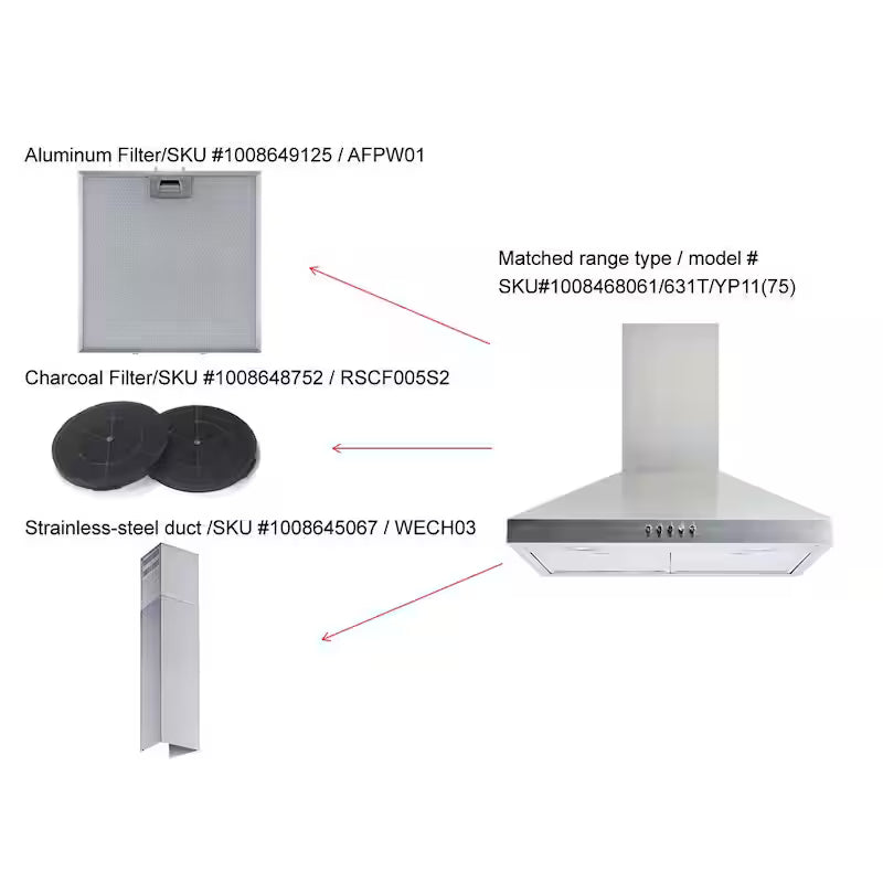 30 in. 350CFM Convertible Pyramid Wall Mount Range Hood in Stainless Steel S94577