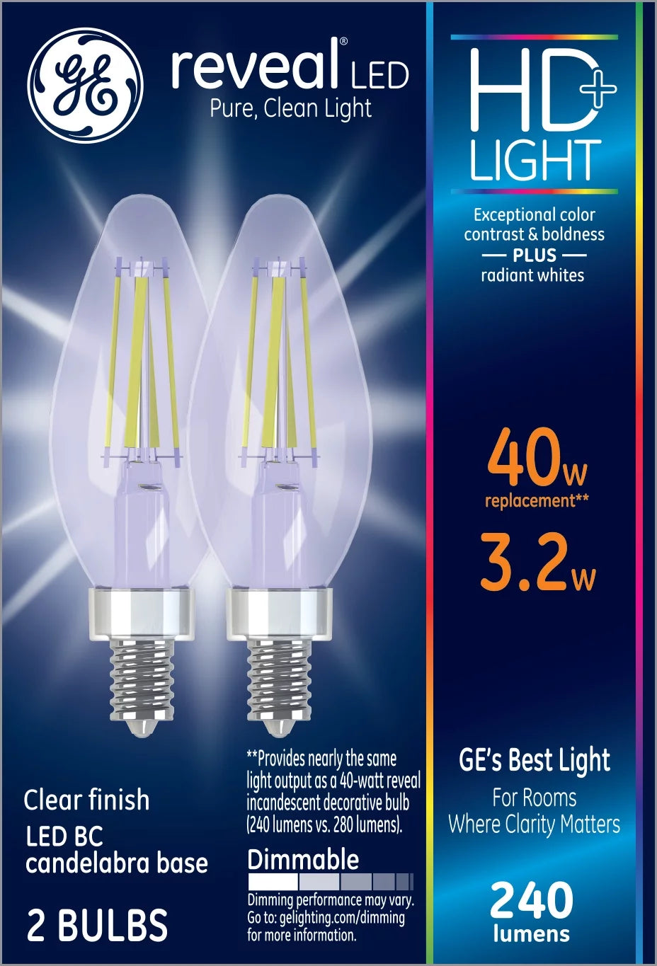 LED Decorative Light Bulbs 40 watts Eqv Candelabra Base 2pk L577317