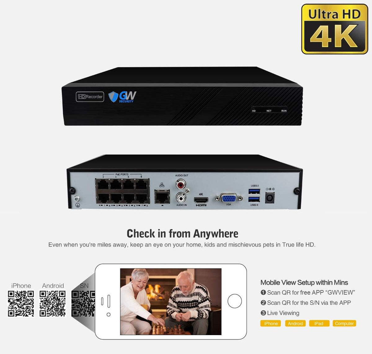 8 Channel 4K NVR 5MP PoE Security Camera System with 8 Dome Cameras N3048