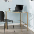 Soft Gold Metal & Glass Corner Desk D44554