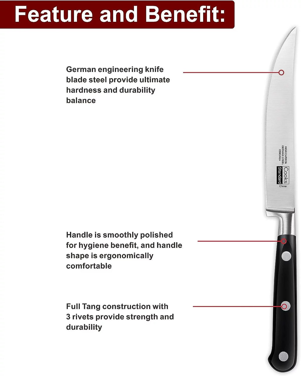 6-Piece High Carbon Stainless Steel Steak Knives Set P916042