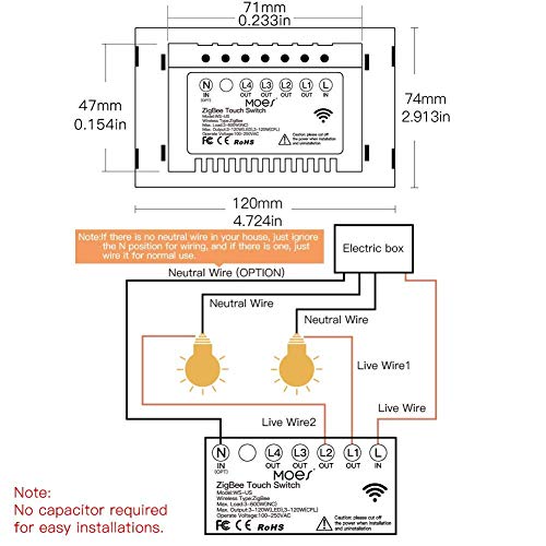 Black 1 Gang Smart Touch Wall Light Switch C444127