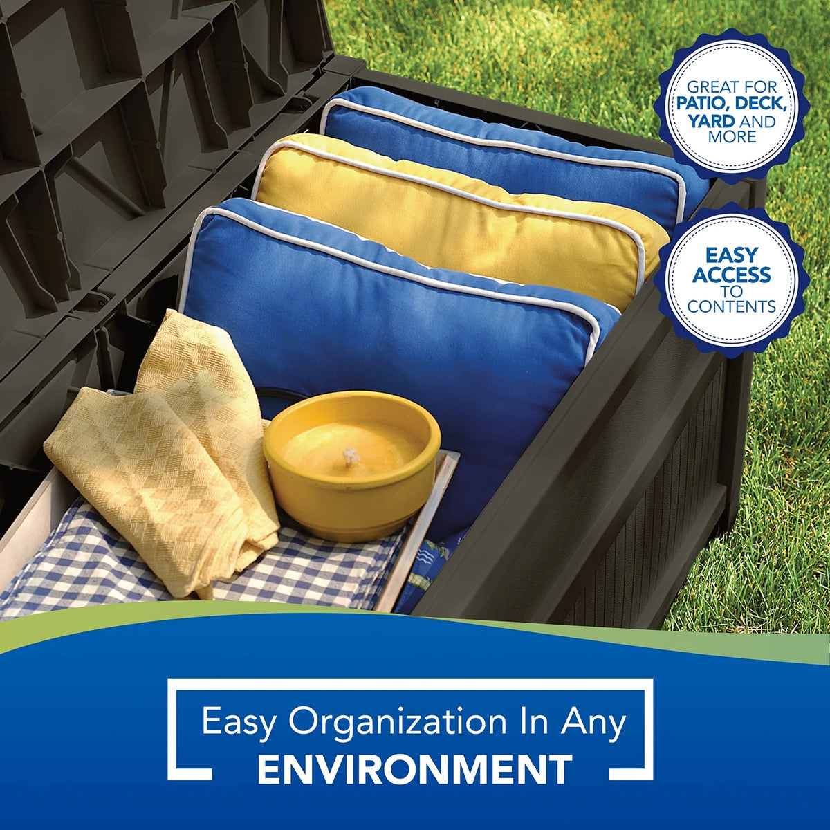 50 gal Resin Outdoor Storage Box with Seat R149896