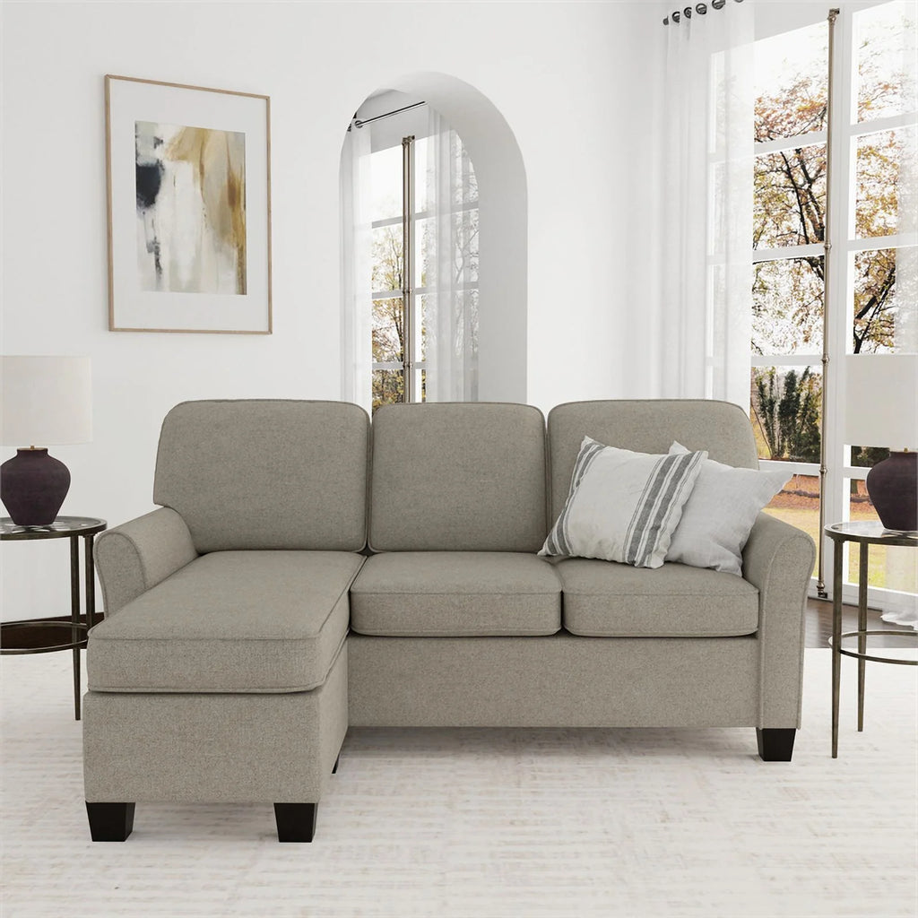 Reversible Sectional Chaise Greige Brown Fabric Q53179