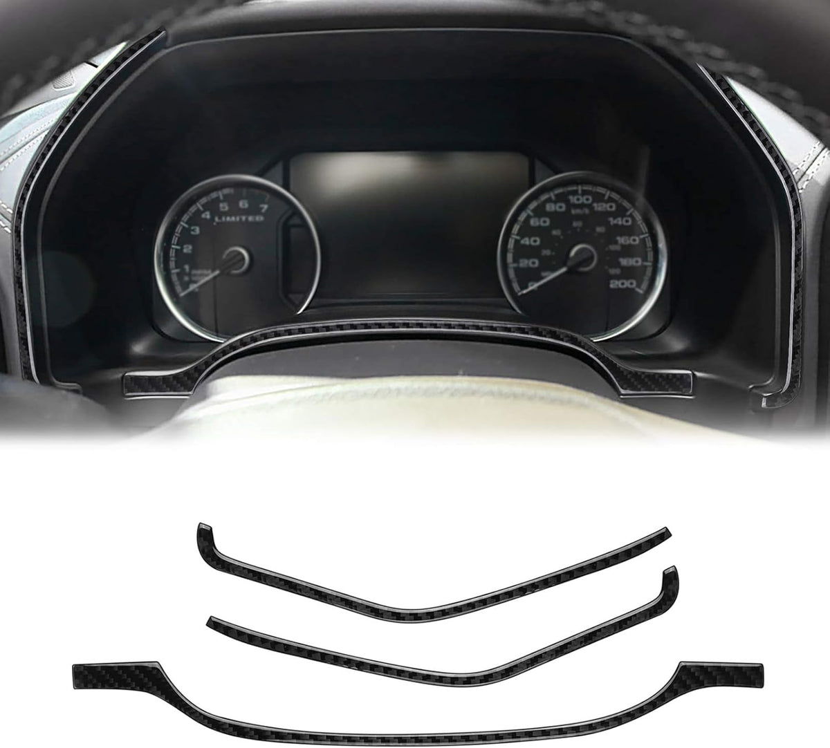 Carbon Fiber Dashboard Instrument Panel Sticker 3PCS L4635