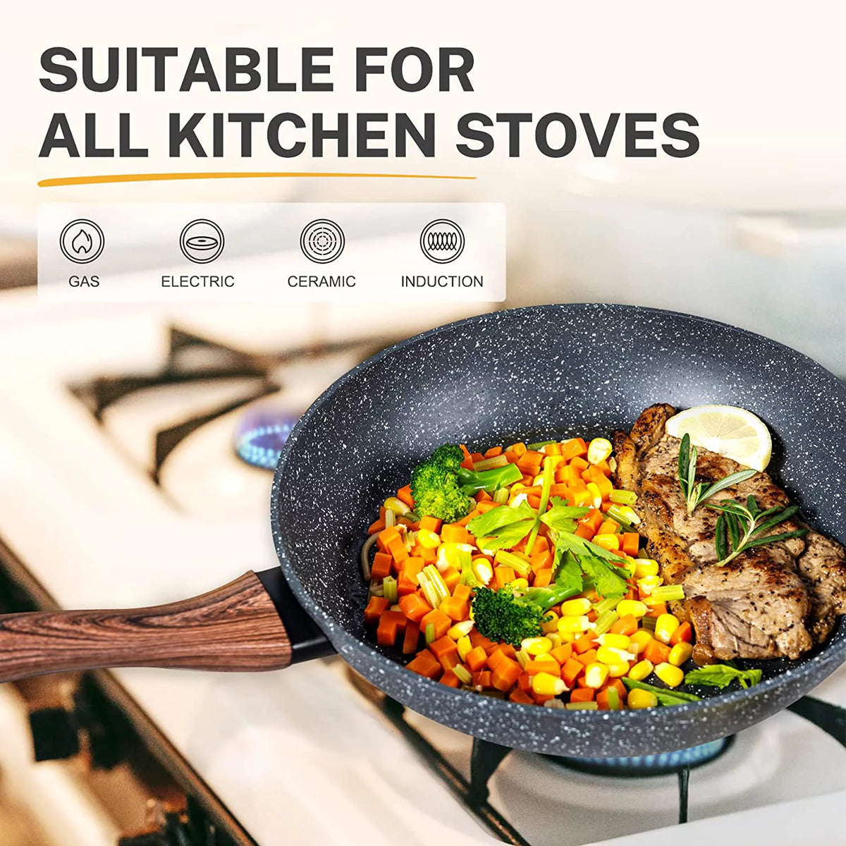 Non Stick Granite 8 Pieces Induction Cookware Set K1575