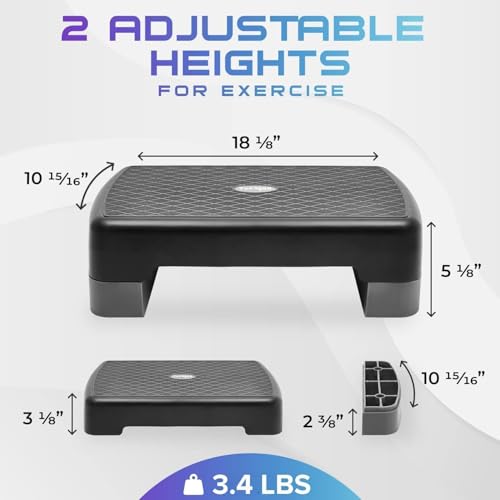 Adjustable Height Aerobic Exercise Step Platform with 2 Risers H726002
