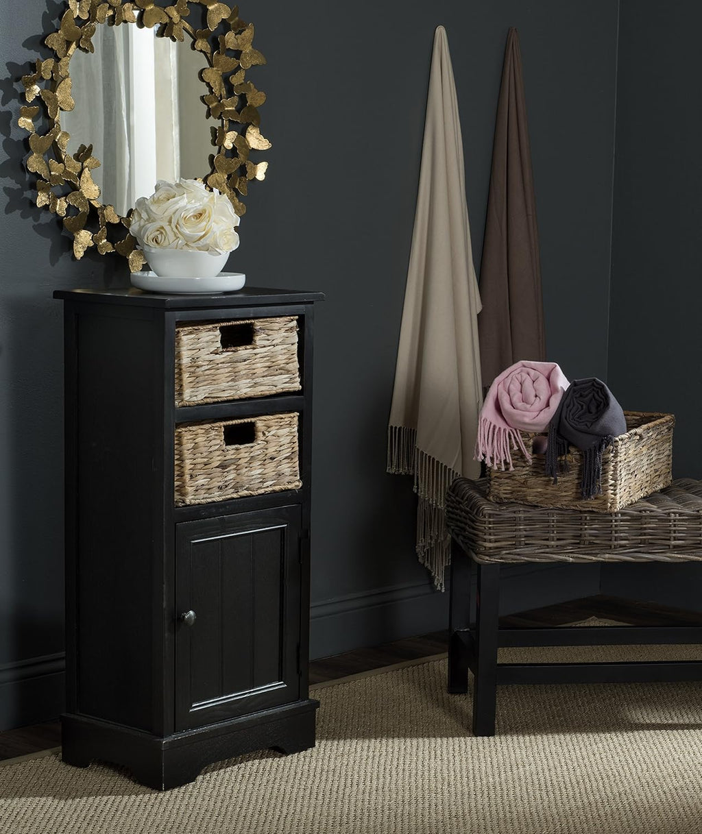Distressed Black Cabinet N925716