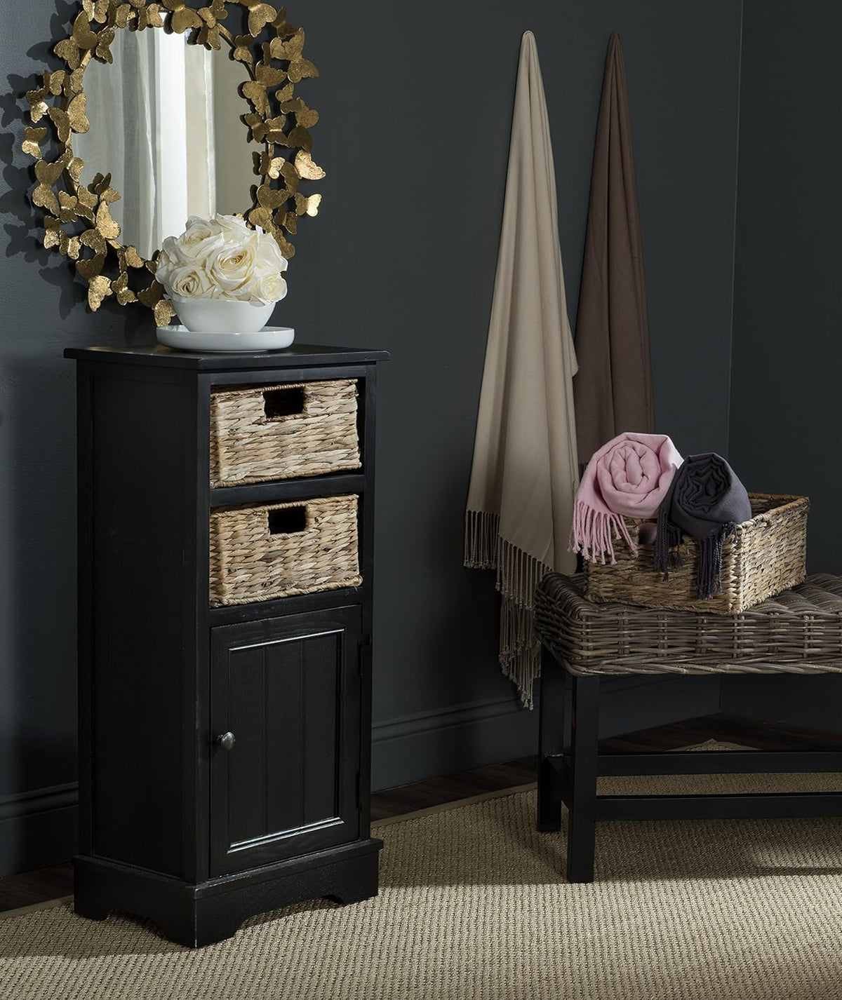 Distressed Black Cabinet N925716