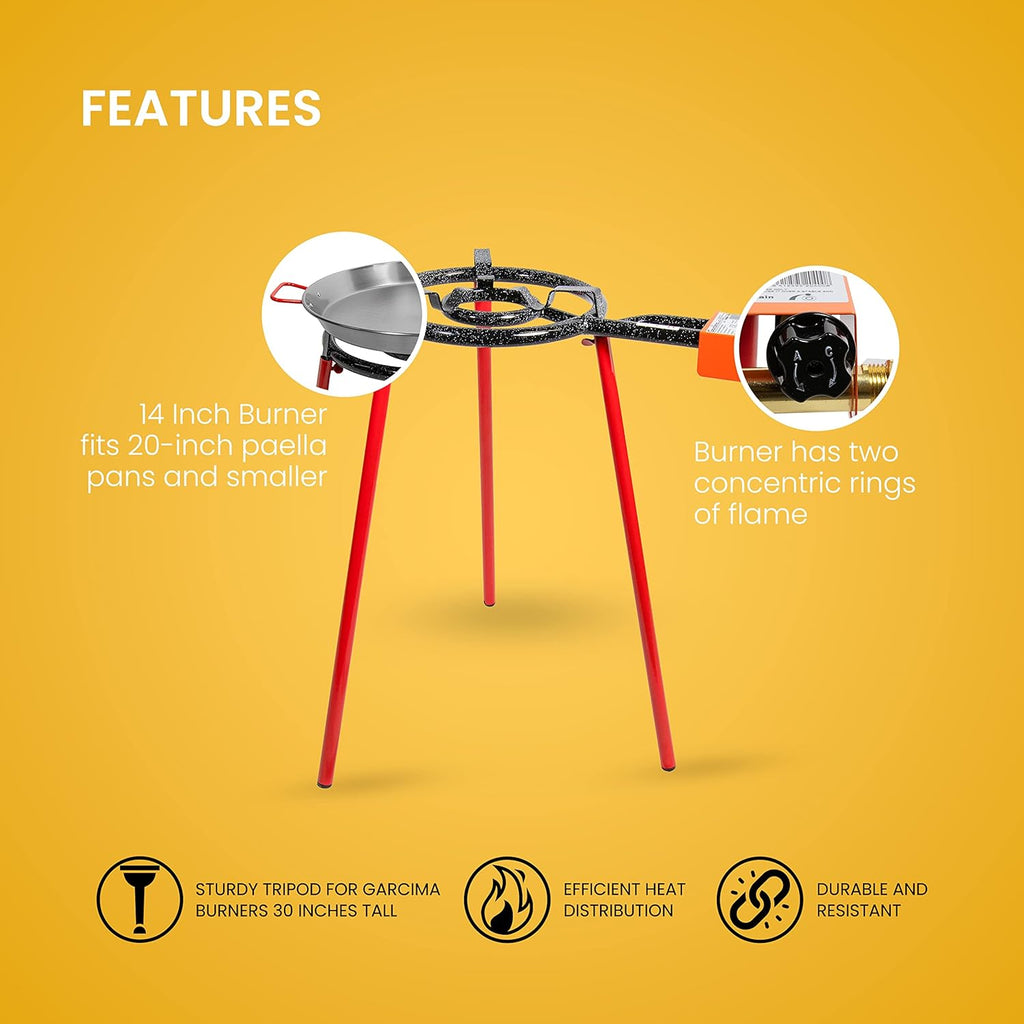 16 Inch Carbon Steel Paella Pan Set with Burner Q42020