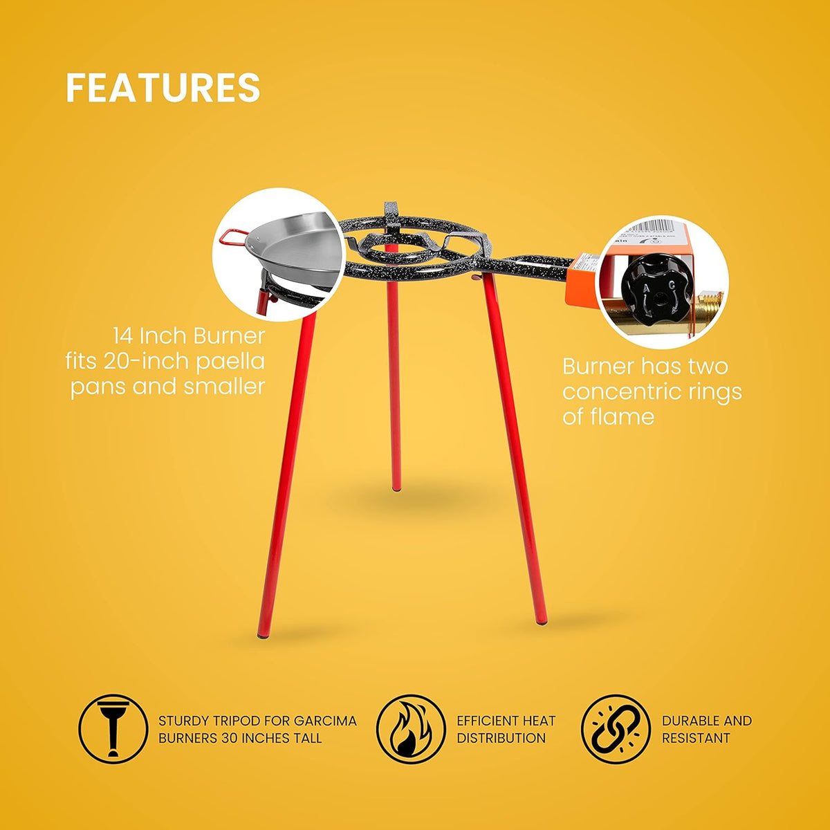 16 Inch Carbon Steel Paella Pan Set with Burner Q42020